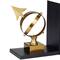 8" Gold Stainless Steel Armillary Bookends with Black Bases Set